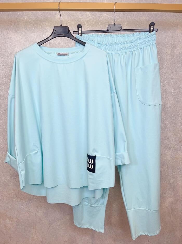

Хлопковый спортивный комплект на резинке, цвет Robin egg blue