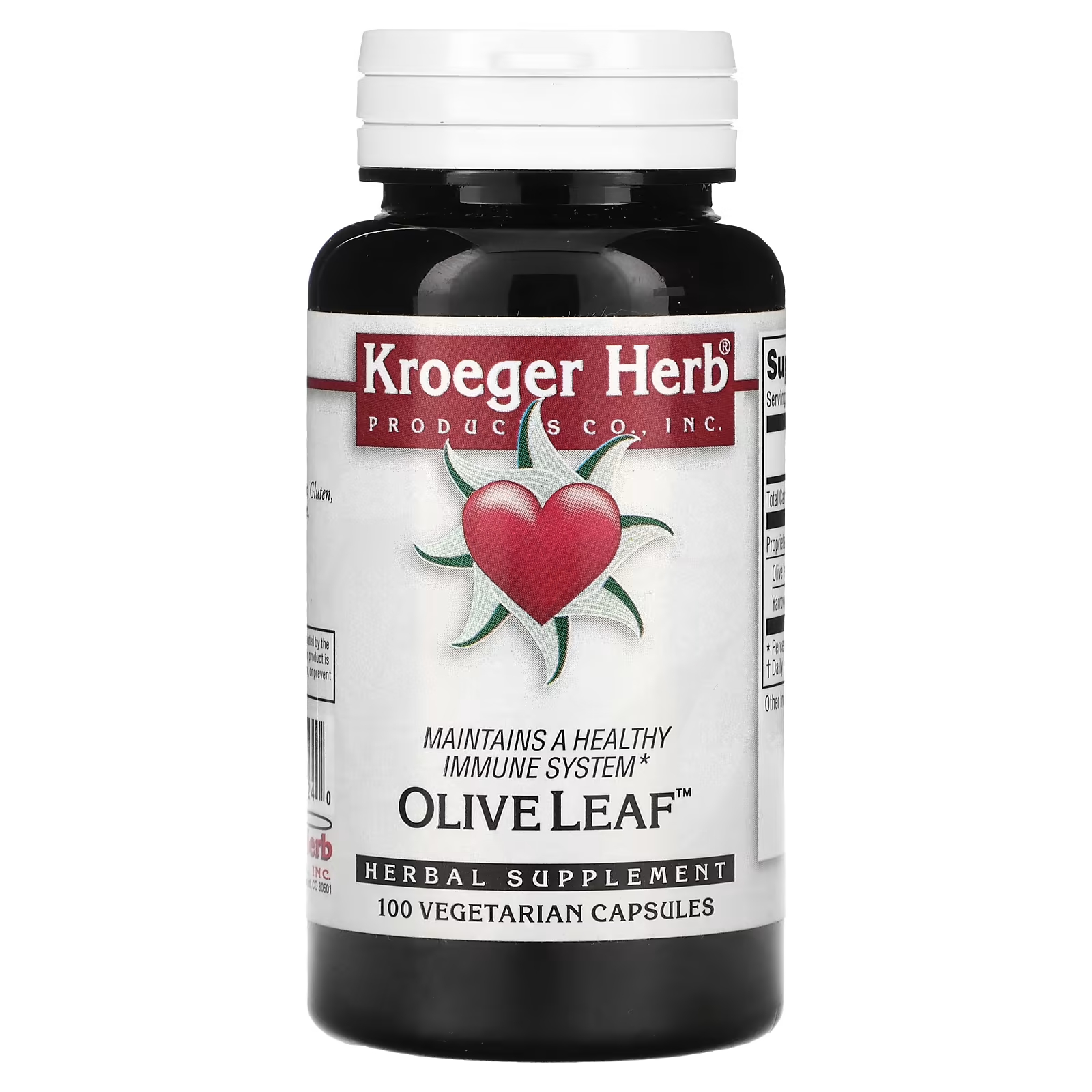 Растительная добавка Kroeger Herb Co оливковый лист, 100 капсул растительная добавка kroeger herb co lung formula 100 вегетарианских капсул