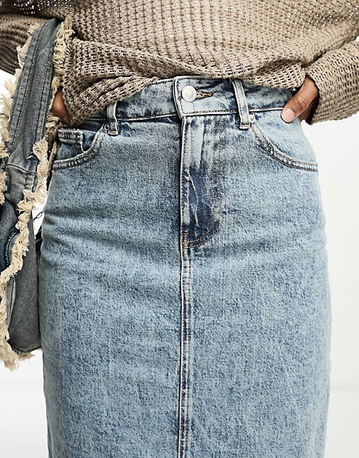 

Джинсовая юбка миди с разрезом по низу ASOS DESIGN Tall