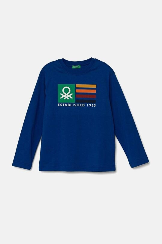 

Детская хлопковая рубашка с длинным рукавом United Colors of Benetton, синий