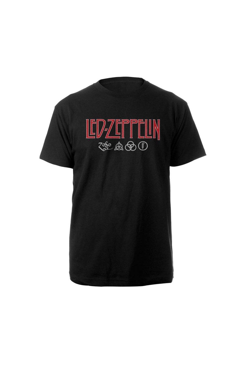 футболка с логотипом Led Zeppelin, черный японская футболка с длинным рукавом icarus led zeppelin черный