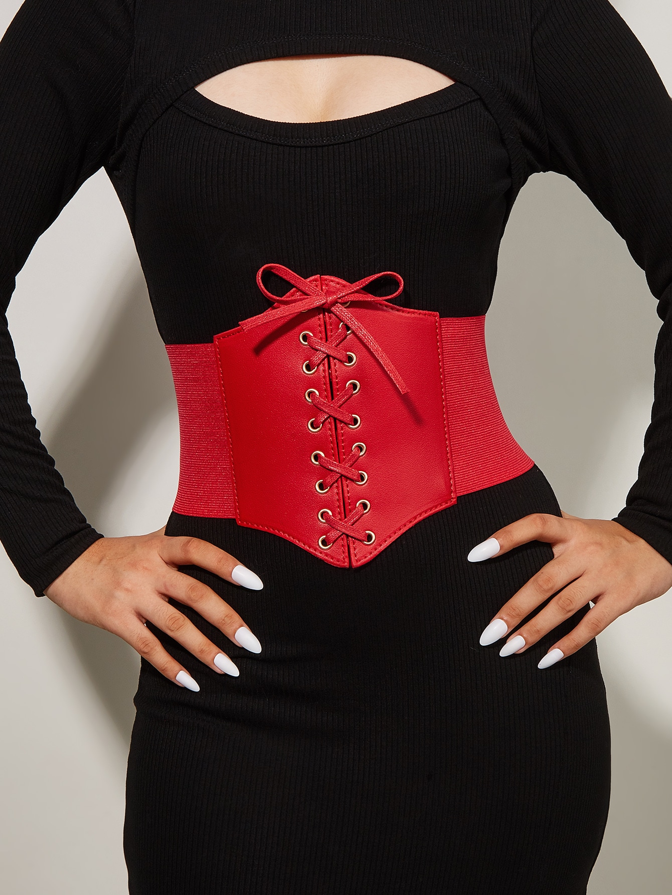 цена 1 шт. женский черный корсет на шнуровке для украшения платья, красный