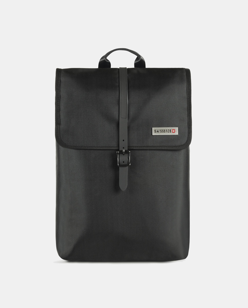 Средний черный рюкзак с клапаном Swissbags, черный