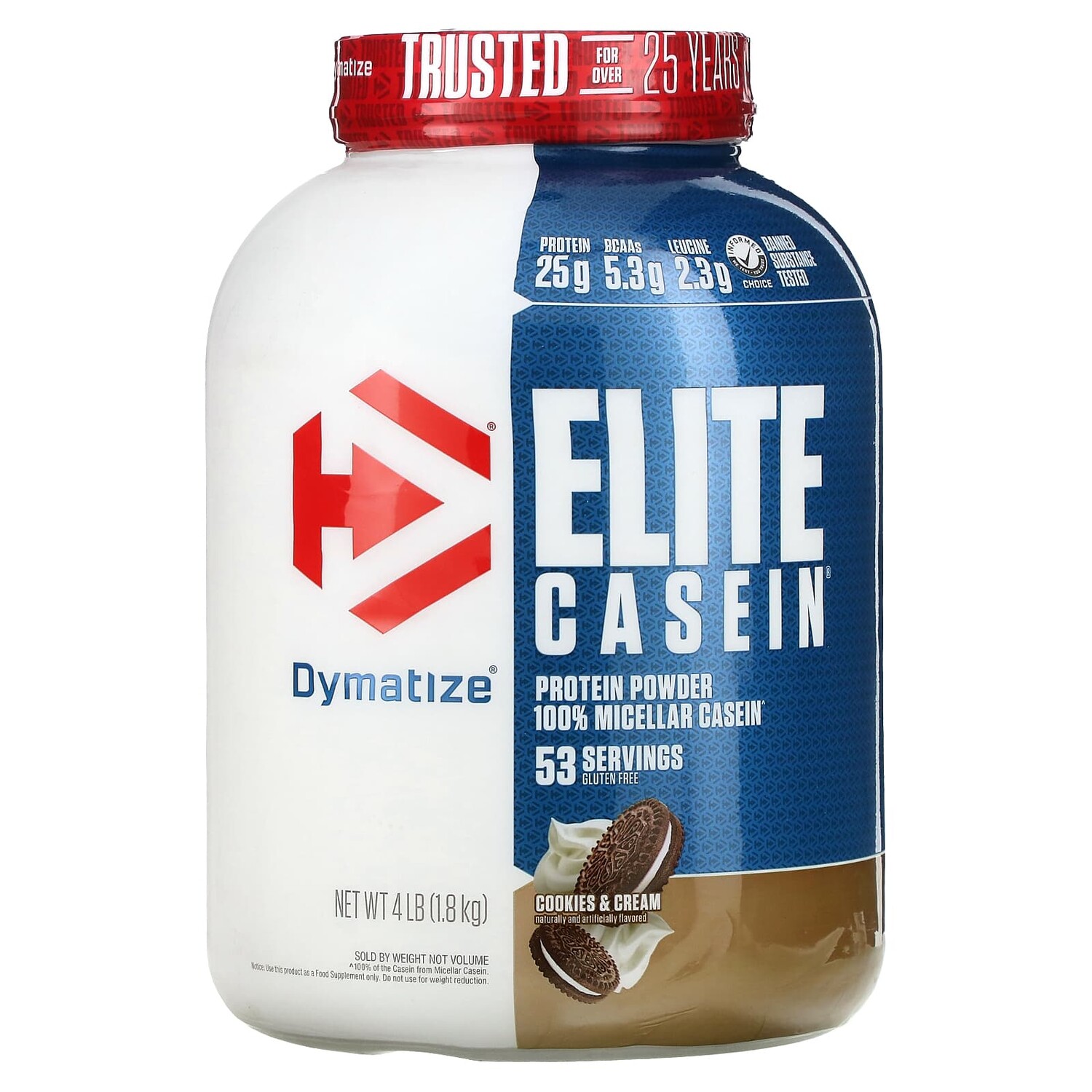 

Elite Casein, казеин, со вкусом печенья и сливок, 1,8 кг (4 фунта), Dymatize