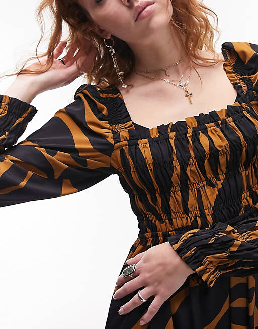 

Платье миди с присборенной грудью Topshop