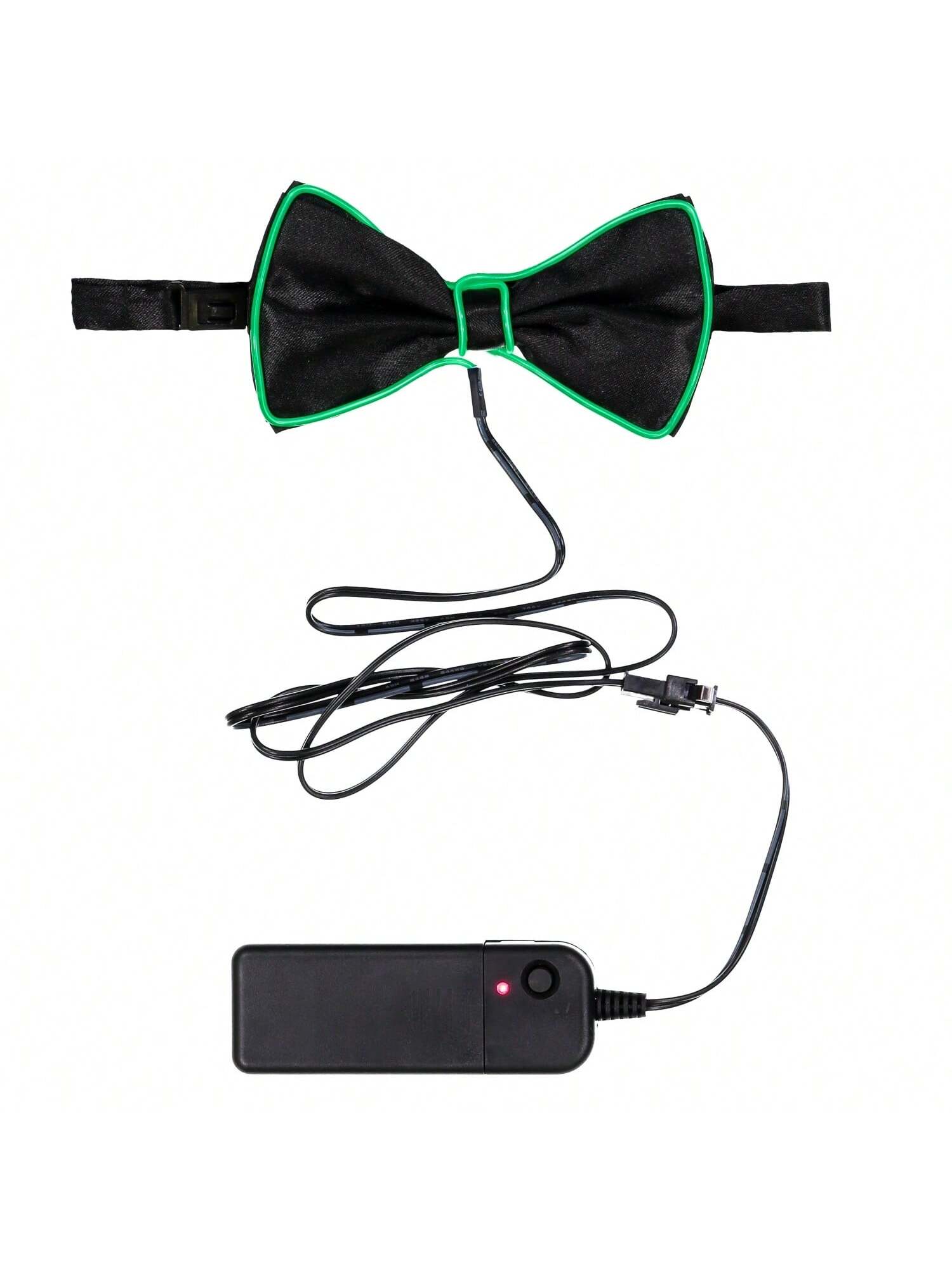 галстук бабочка в ромбик со стразиком черная Зеленый светящийся светодиодный галстук-бабочка для вечеринок, зеленый