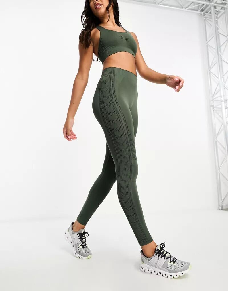 

Темно-зеленые бесшовные леггинсы Hummel с моделирующим эффектом