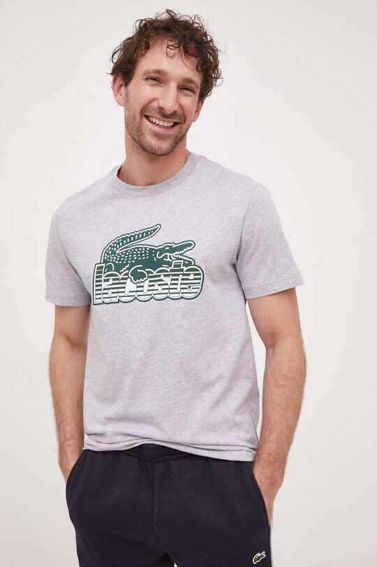 

Хлопковая футболка Lacoste, серый