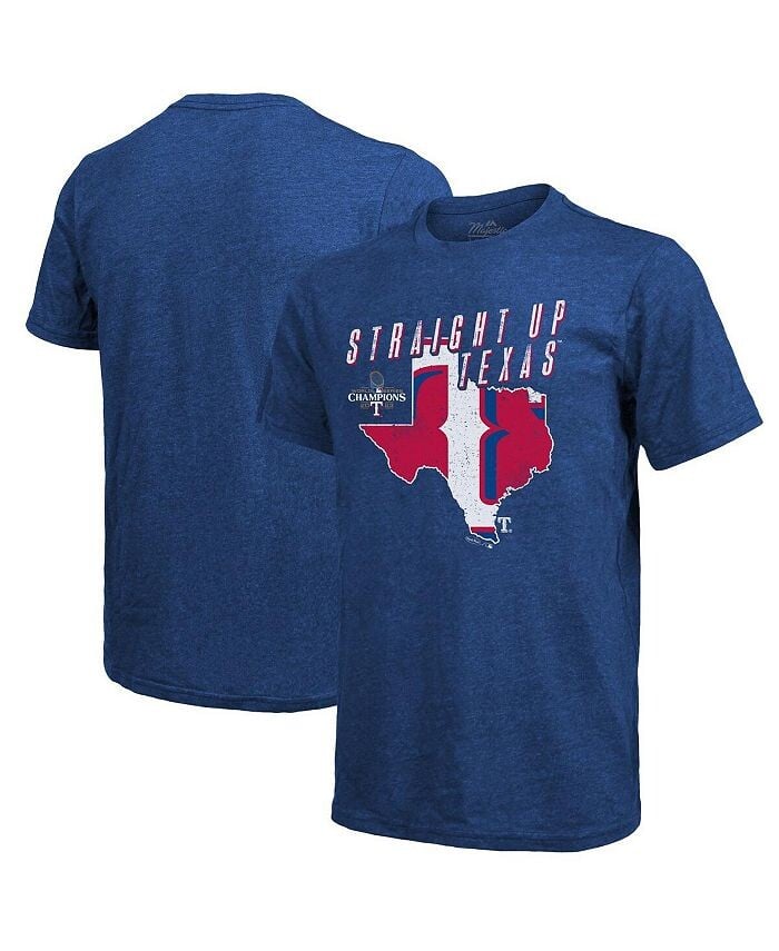 

Мужская футболка Tri-Blend Royal Texas Rangers 2023 World Series Champions Local State of Mind Majestic, синий