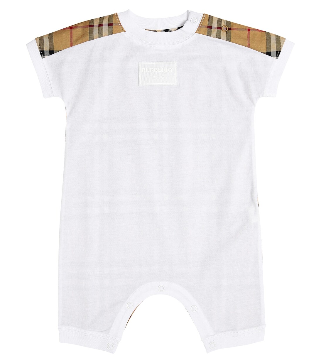 

Детский хлопковый комбинезон в клетку в винтажную клетку Burberry Kids, белый