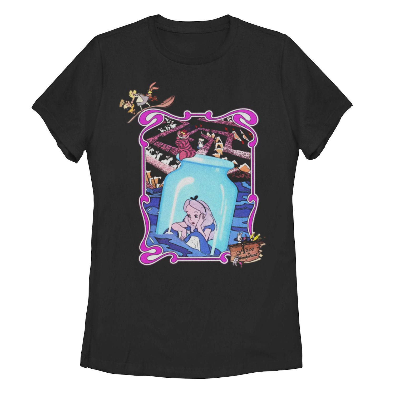 цена Детская футболка Disney «Алиса в стране чудес» с рисунком «Алиса, плавающая в бутылке» Disney