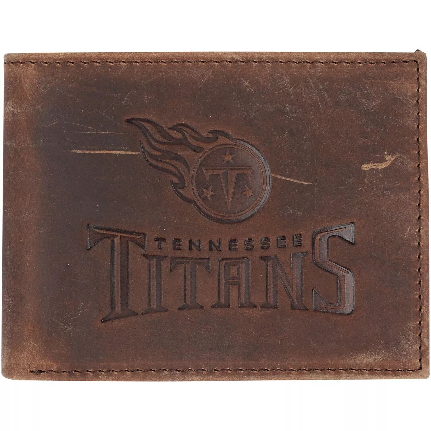 

Коричневый кожаный кошелек двойного сложения Tennessee Titans