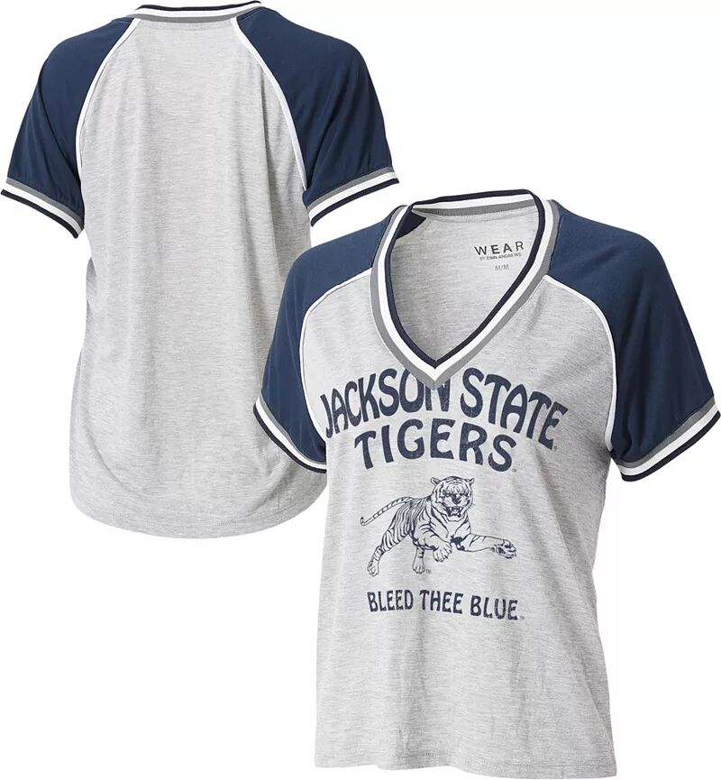 Женская серая футболка реглан с короткими рукавами и v-образным вырезом Wear By Erin Andrews Jackson State Tigers kunze susan andrews play