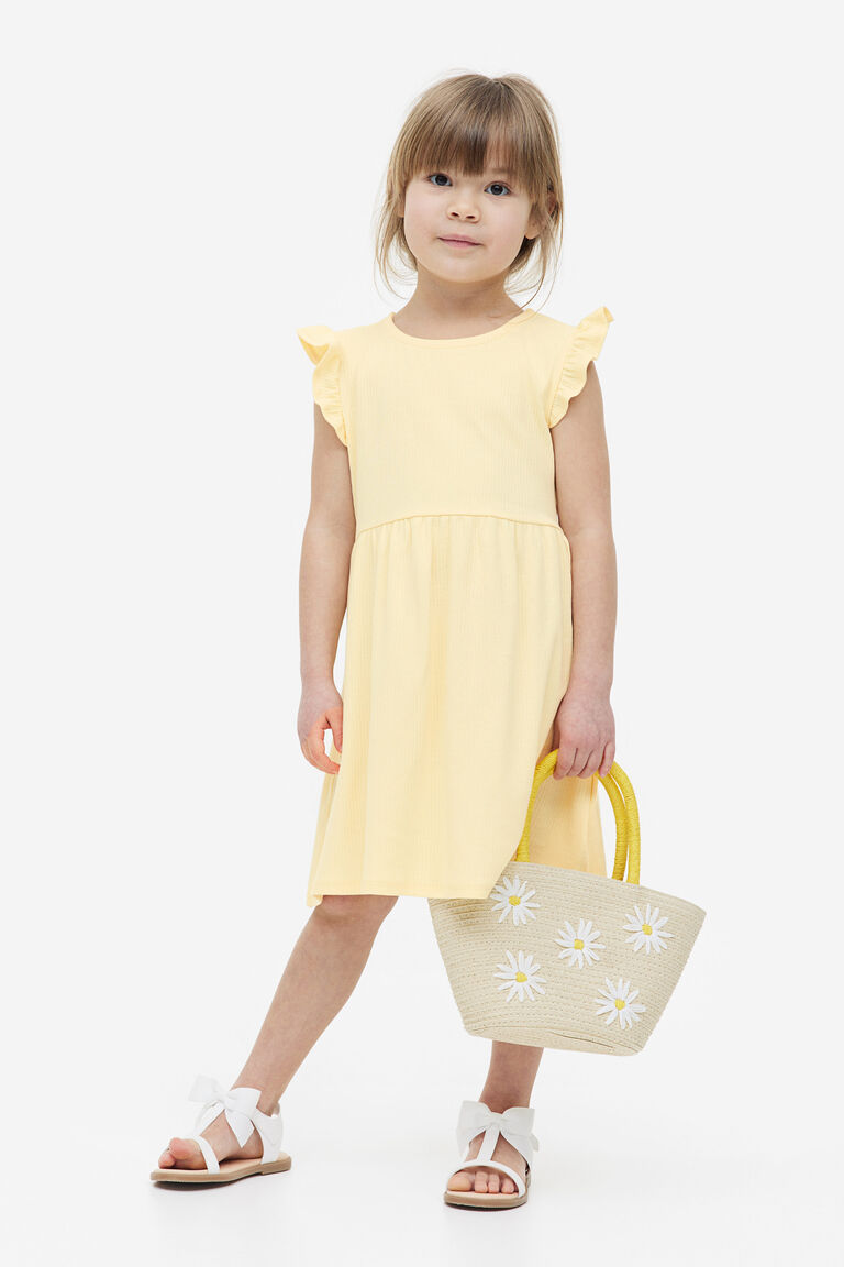 Платье из джерси в рубчик H&M, желтый