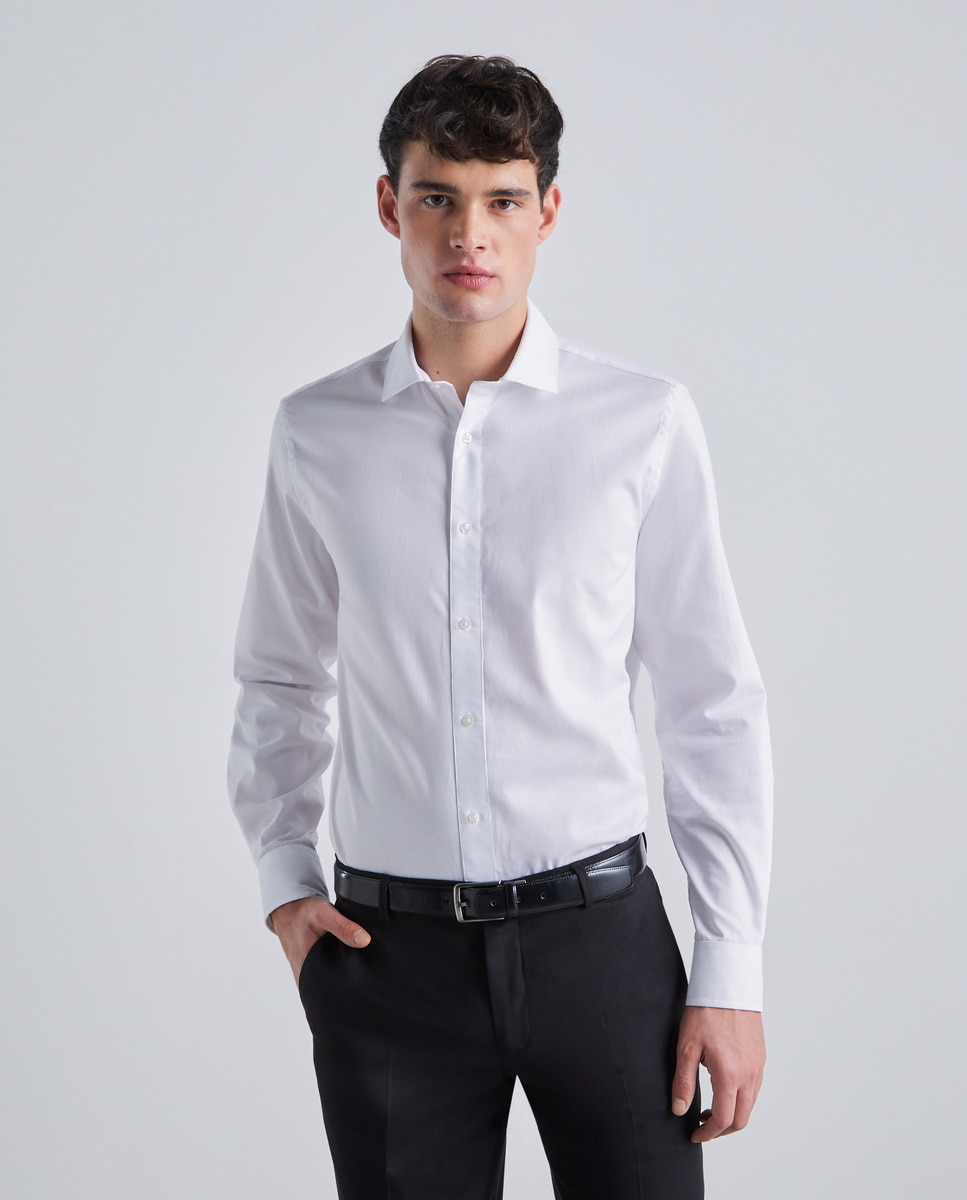 Мужская классическая рубашка приталенного кроя с длинными рукавами Easy Wear, белый боковая растяжка для канвы