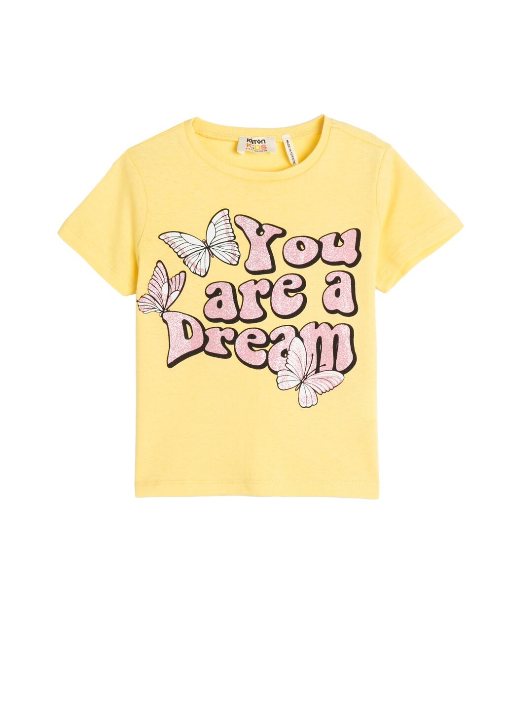 

Футболка с принтом GLITTERY SHORT SLEEVE CREW NECK Koton, цвет yellow