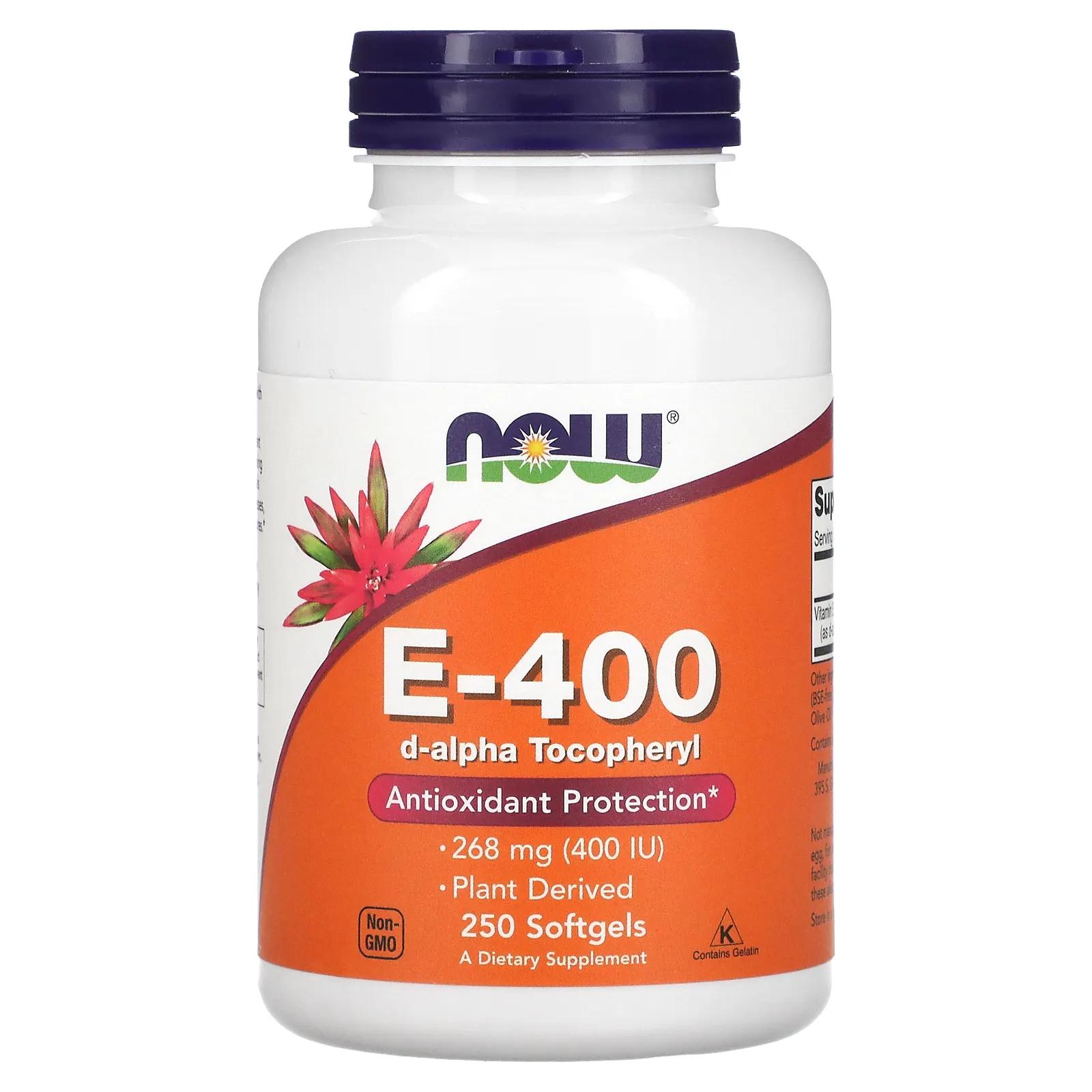 цена Now Foods Natural E-400 250 мягких таблеток