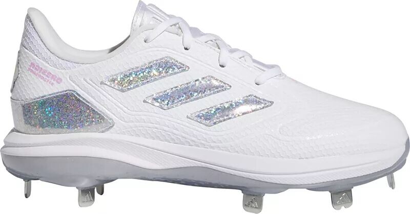 

Женские софтбольные бутсы Adidas adizero PureHustle 3 Sis Bates Metal Fastpitch, белый/серебристый