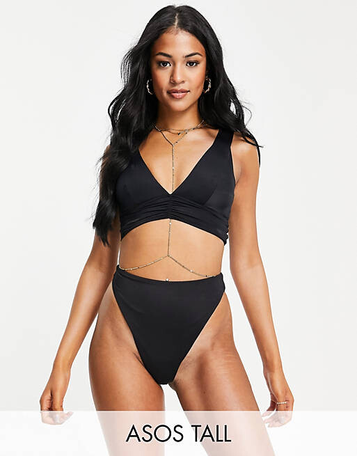 

Черные плавки бикини с завышенной талией и завышенной талией ASOS DESIGN Tall
