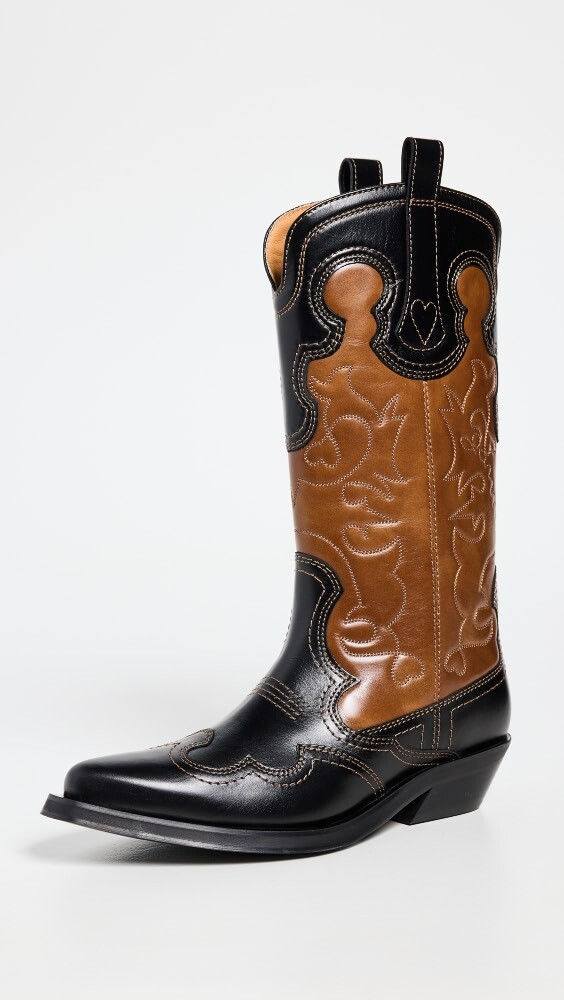 

Ботинки GANNI Mid Shaft Embroidered Western Bicol Blck