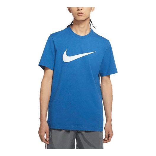Футболка Nike Sportswear Swoosh Casual Sports Round Neck Short Sleeve Blue, синий цена и фото