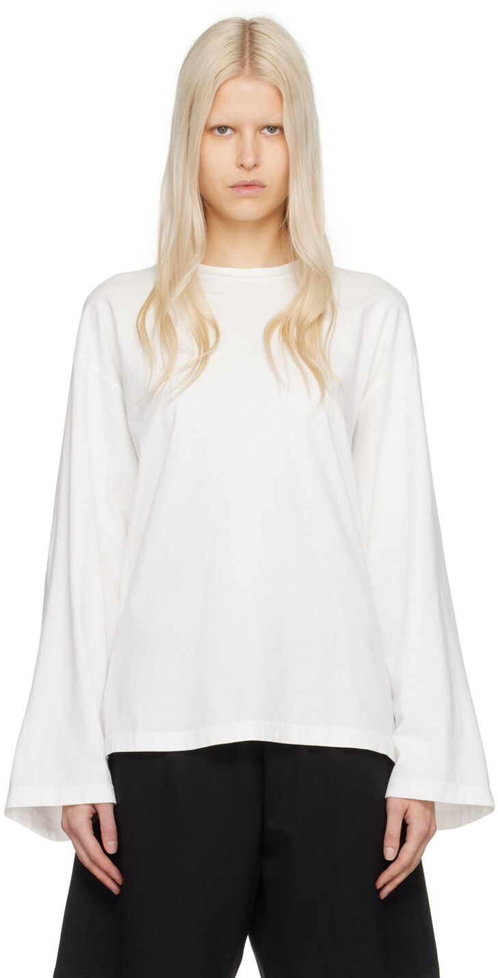 

Белая футболка с длинным рукавом с круглым вырезом Mm6 Maison Margiela