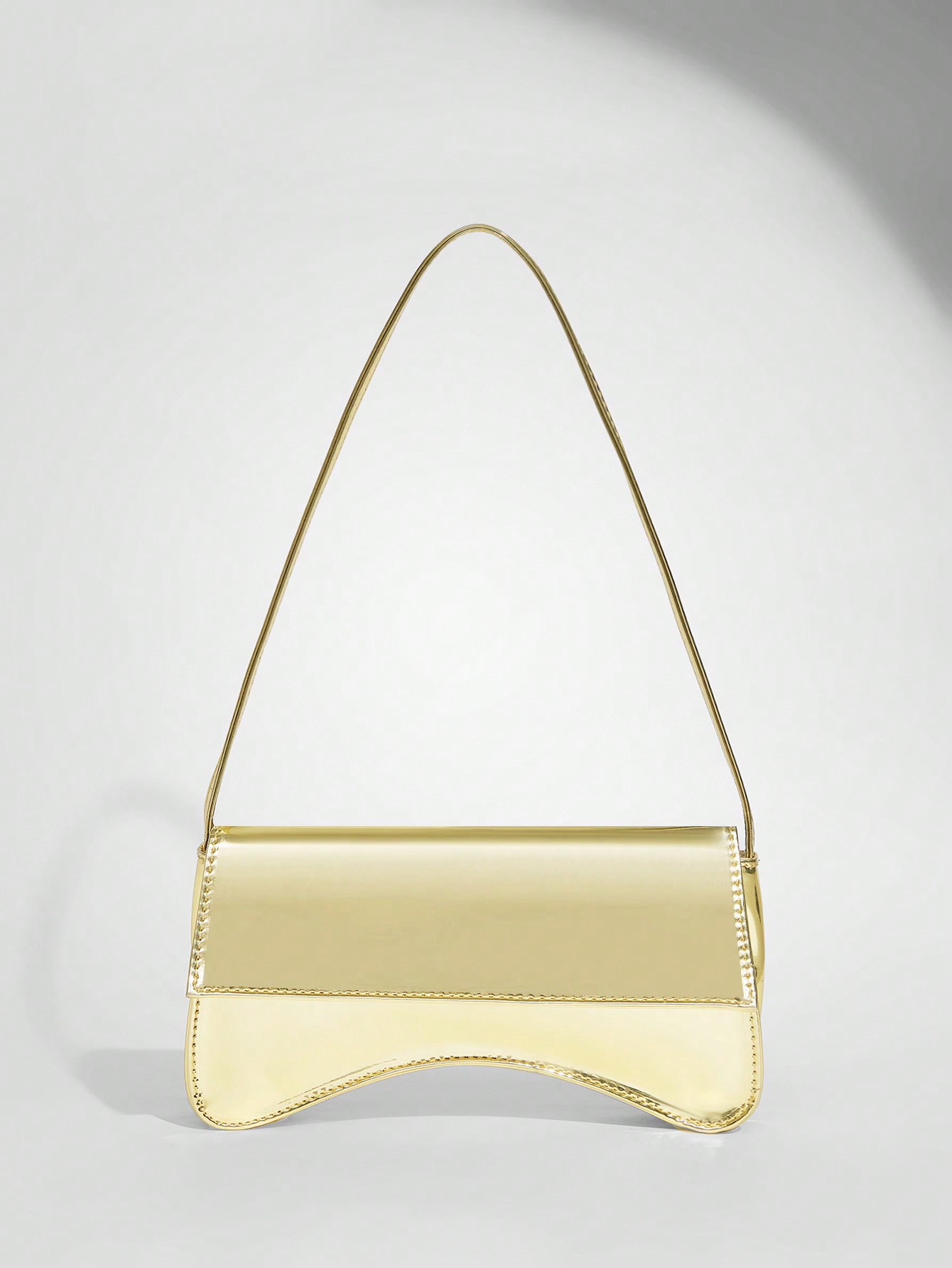 SHEIN BAE Женская модная индивидуальная блестящая сумка-хобо из искусственной кожи золотого цвета с эффектом металлик, золото