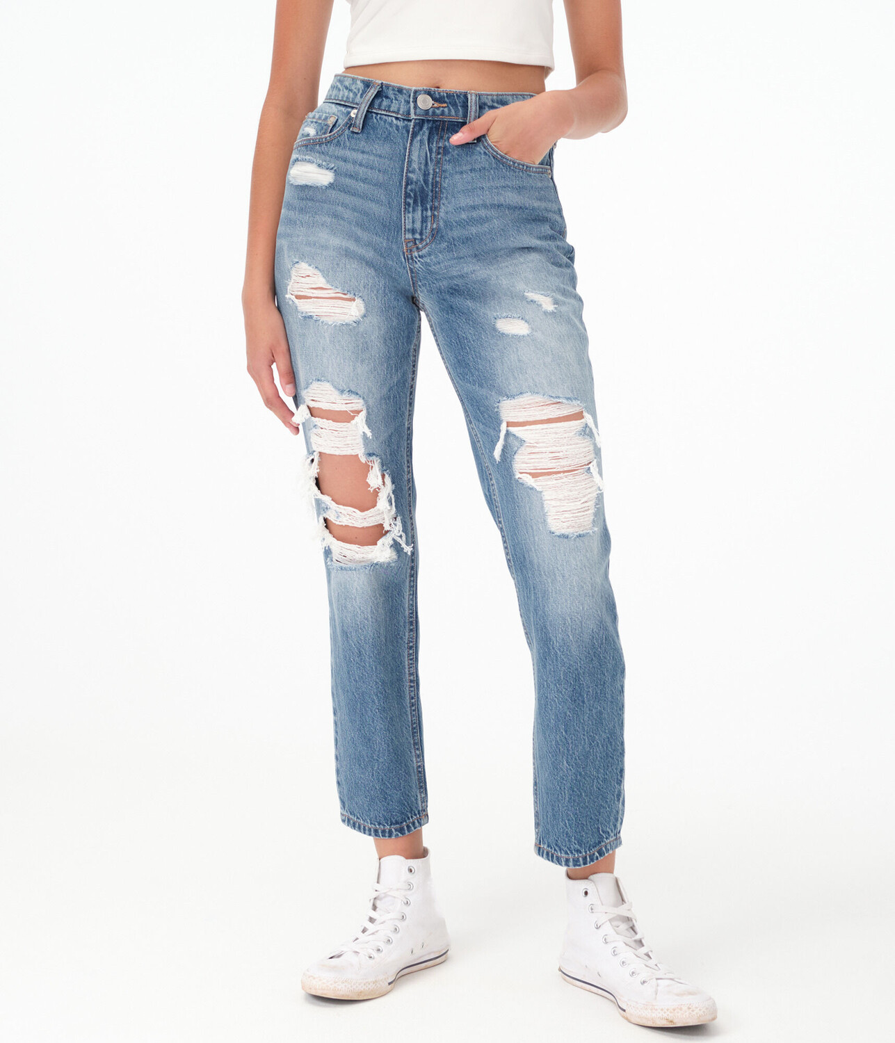 

Джин High-Rise Mom Jean Aeropostale, синий