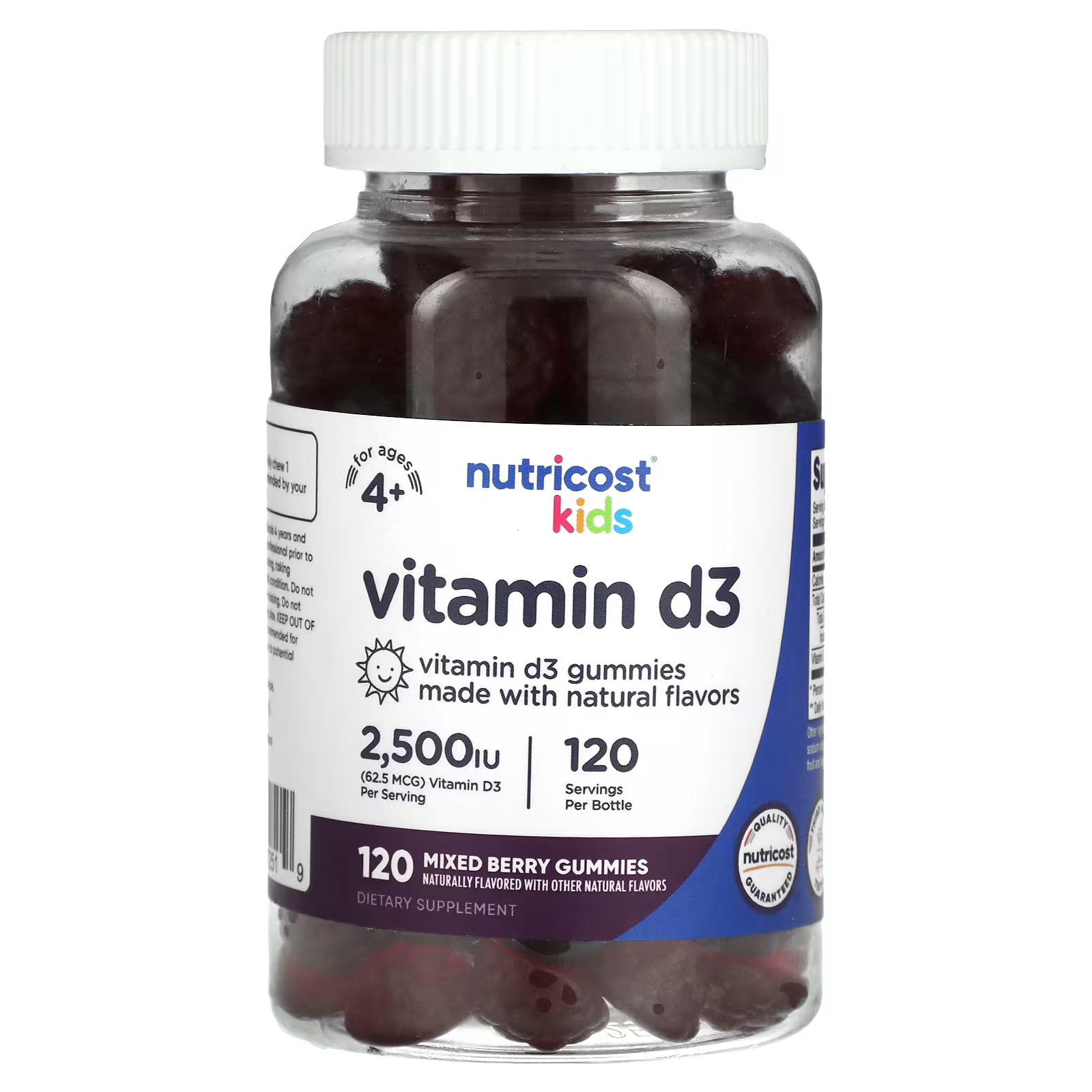 Витамин D3 для детей от 4 лет Nutricost Kids ягодная смесь, 120 жевательных таблеток schiff digestive advantage жевательные таблетки с пробиотиками для ежедневного приема с натуральными фруктовыми ароматизаторами 80 шт