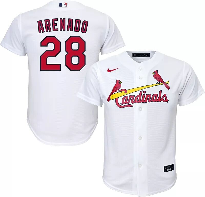 

Nike Youth Replica St. Louis Cardinals Nolan Arenado # 28 Cool Base белая майка