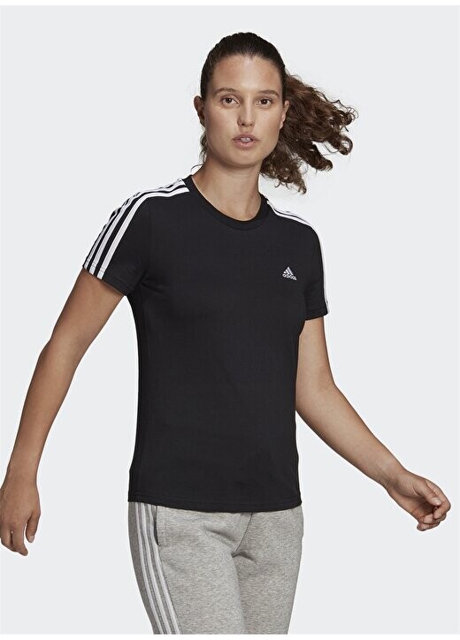 

Чёрно-белая женская футболка с круглым вырезом GL0784 W 3S T adidas, черно-белый