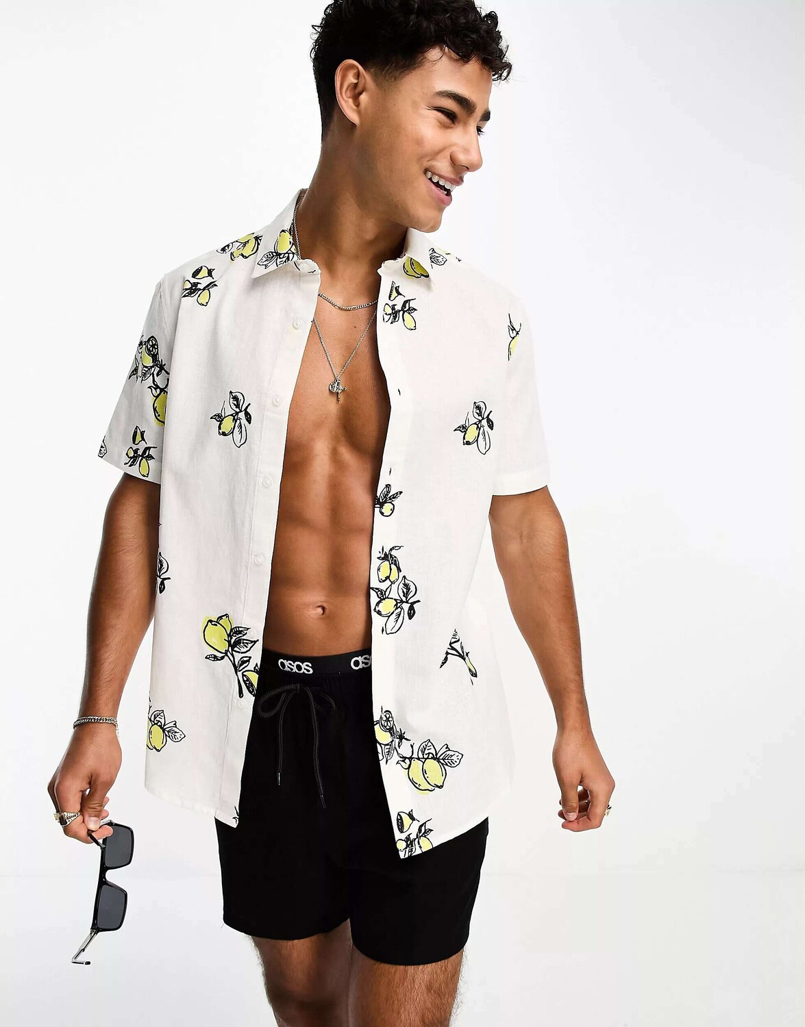 

Льняная рубашка с лимонным принтом ASOS