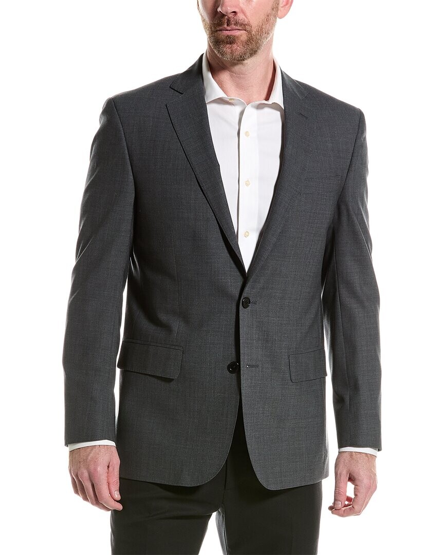 

Костюмный пиджак классического кроя из смесовой шерсти Brooks Brothers, серый