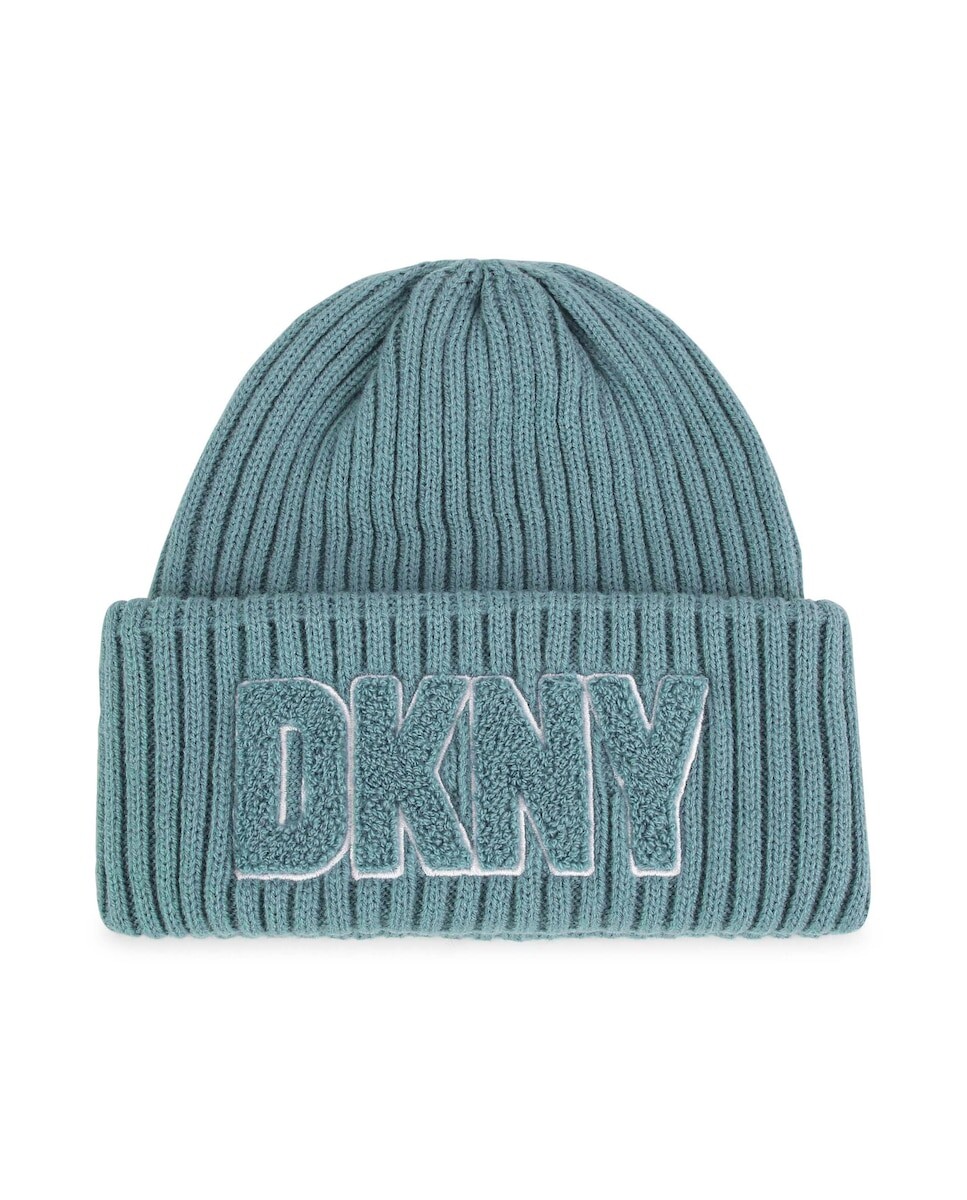 

Вязаная детская шапочка с отворотом по краю DKNY, синий