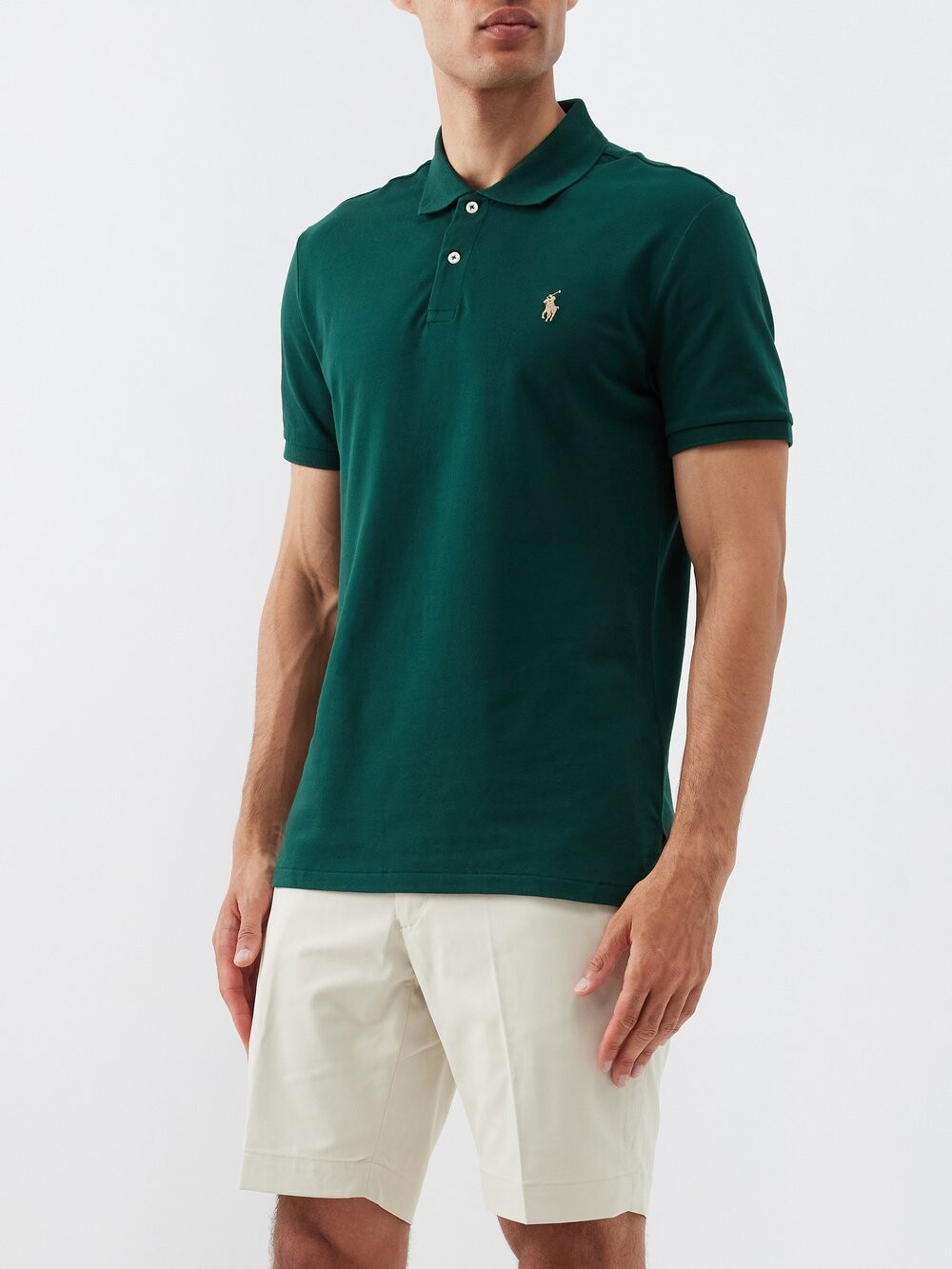 

Рубашка-поло из эластичного хлопка с вышитым логотипом Polo Ralph Lauren, зеленый