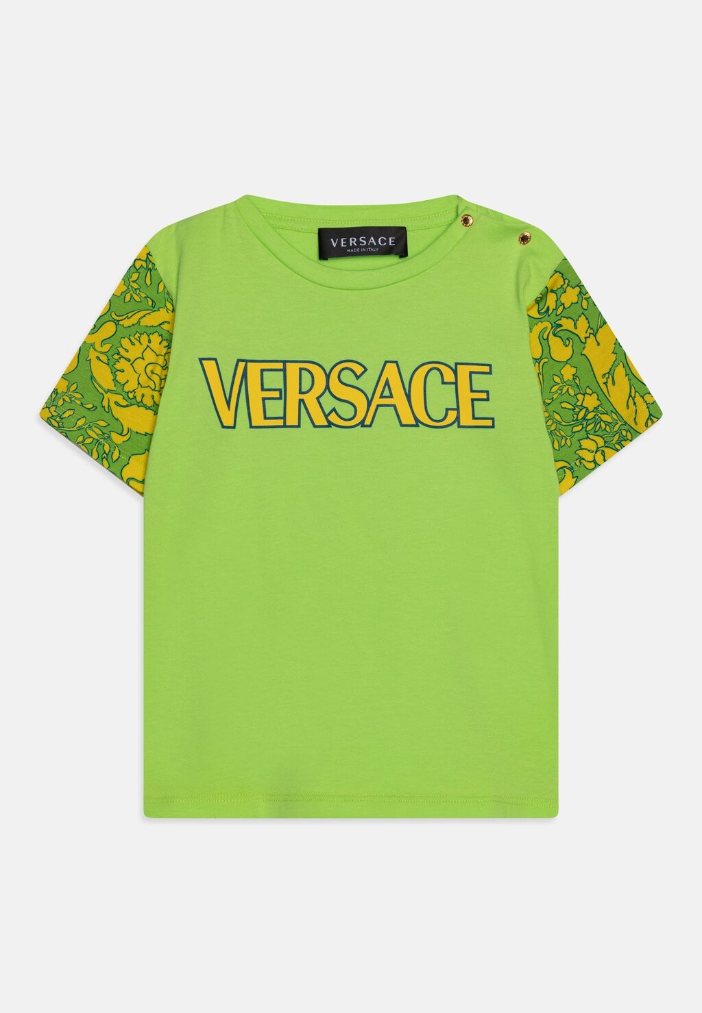 

Футболка с принтом Baroque Sihouette Kids Logo Versace, цвет acid/giallo