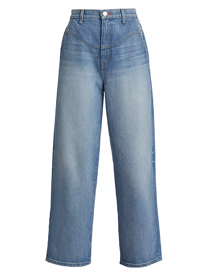 

Джинсы-бочонки с изогнутой кокеткой Brandon Maxwell, цвет medium wash