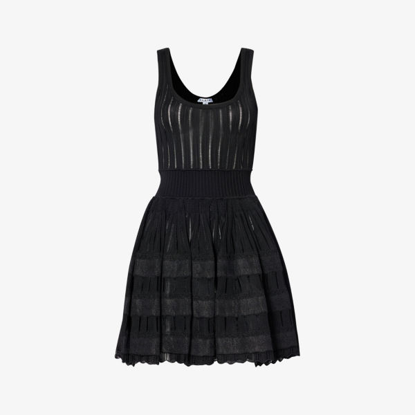 Платье мини из смесовой ткани стрейч с кринолином Alaia, цвет noir alaia