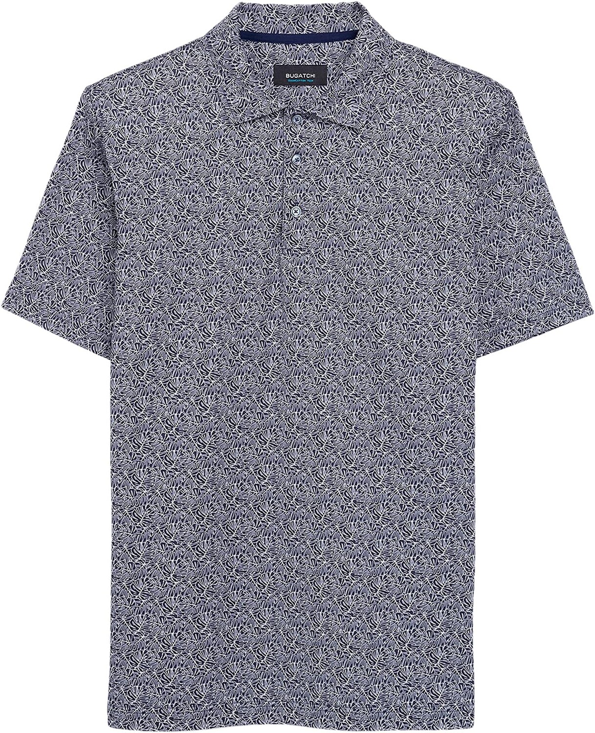 

Рубашка-поло Angelo Leaves Printed Ooohcotton Tech Performance Three-Button Polo BUGATCHI, цвет Midnight