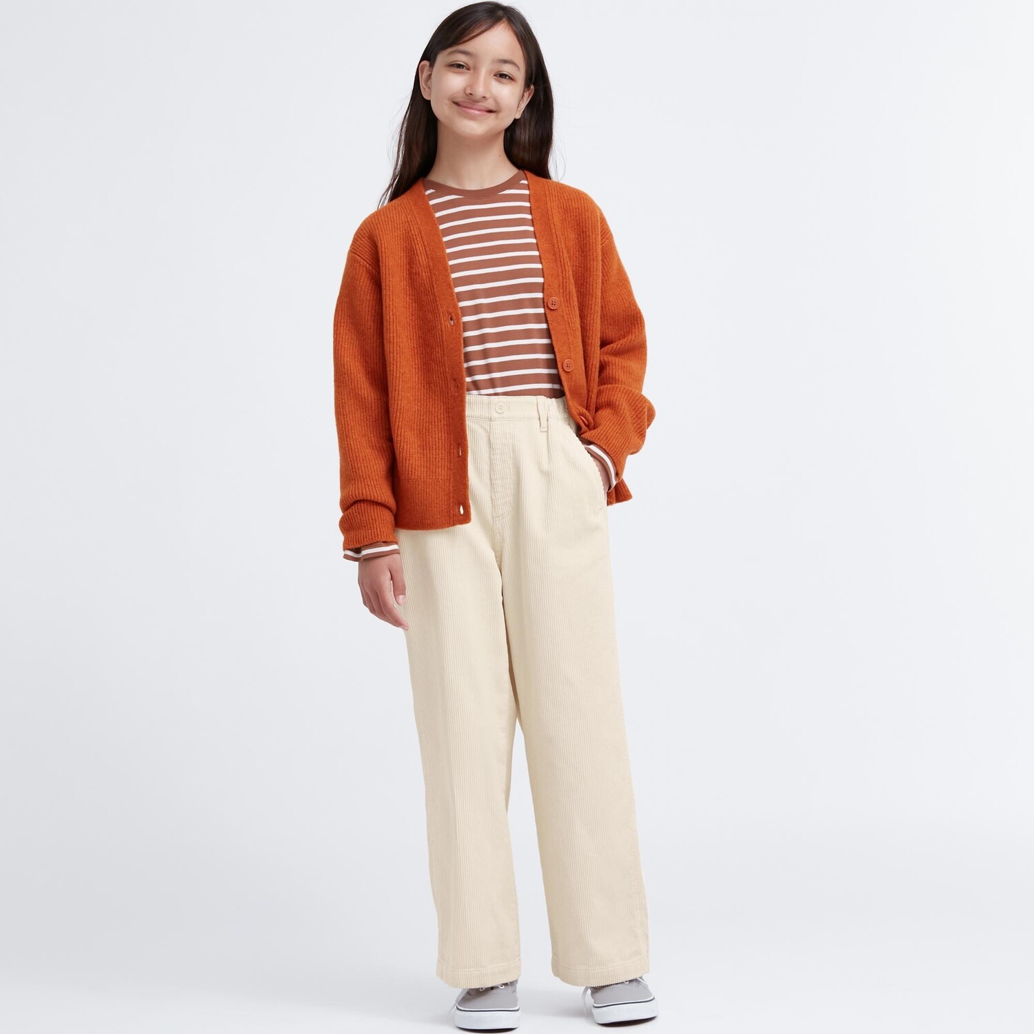 

Вельветовые брюки бэгги Uniqlo Girls, кремовый