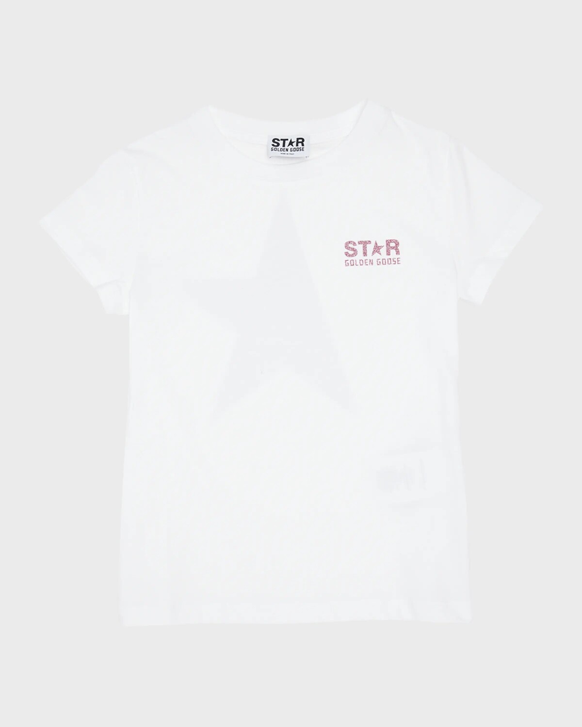 

Футболка с декорированным логотипом для девочек Golden Goose, цвет White/Pink