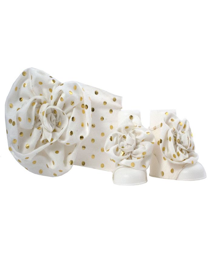 Подарочный набор для маленьких девочек с повязкой на голову в горошек и открытым мыском Baby Deer, белый