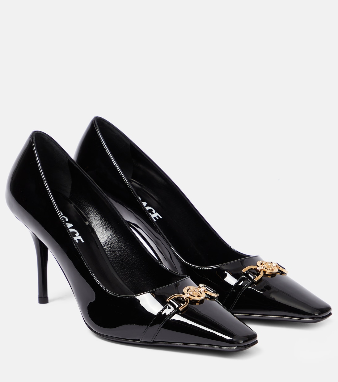 Лакированные туфли с декором medusa Versace, черный