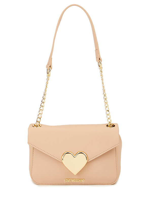 

Женская сумка телесного цвета с логотипом Love Moschino