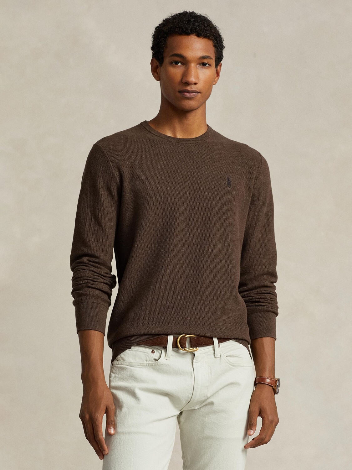 

Хлопковая толстовка с круглым вырезом-поло Ralph Lauren, коричневый