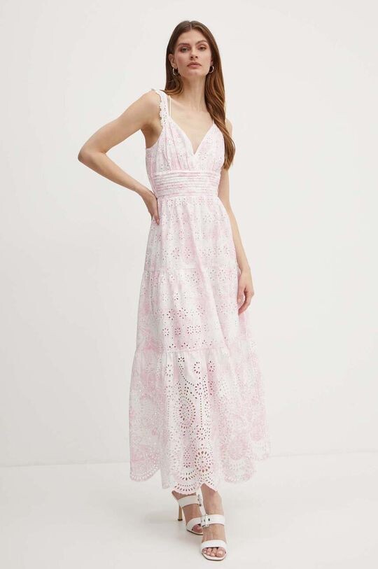 Хлопковое платье Guess, розовый