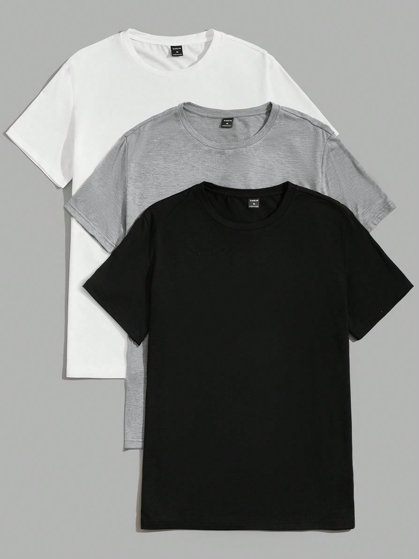 цена SHEIN Мужская однотонная домашняя одежда с круглым вырезом и короткими рукавами, серый