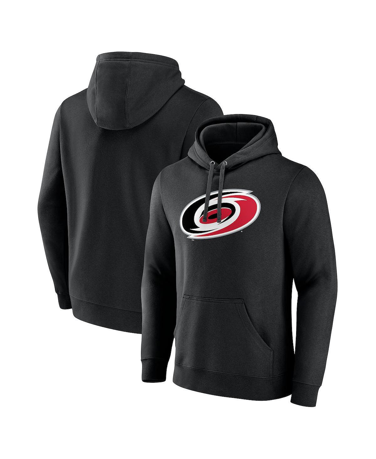 цена Мужской черный пуловер с капюшоном с логотипом Carolina Hurricanes Primary Fanatics