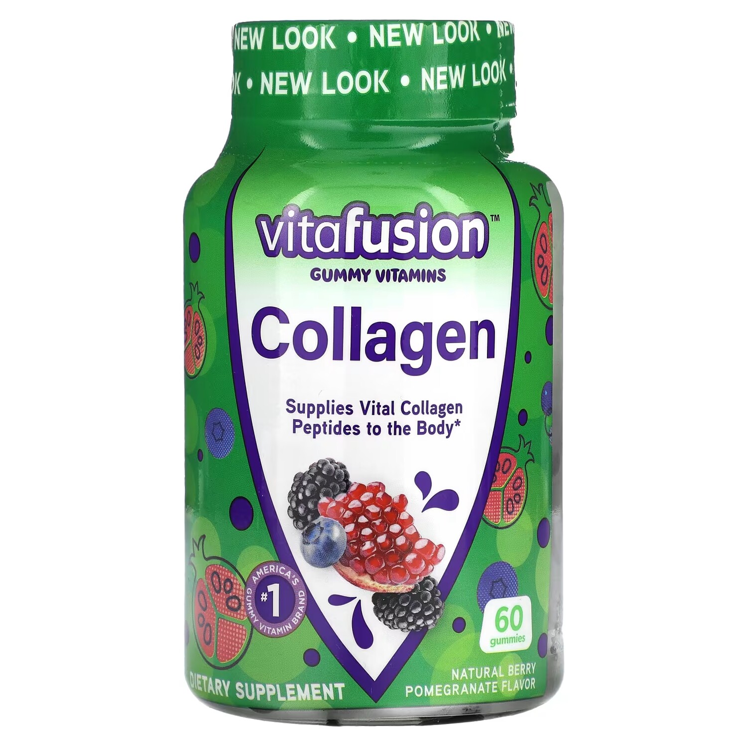 

Коллагеновая добавка VitaFusion с натуральными ягодами и гранатом, 60 жевательных конфет