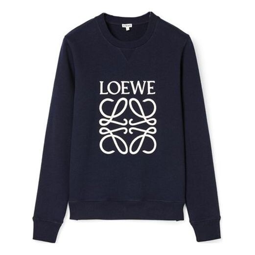 

Толстовка Men's LOEWE Anagram Logo Embroidered Cotton Pullover Navy Blue, синий